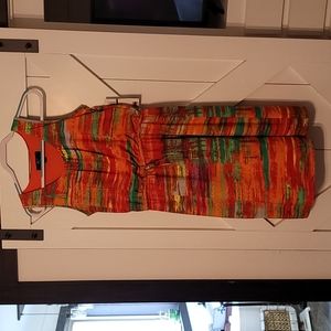 Nina Leonard Dress, sz: Large, color: orange print
